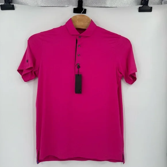 Greyson Men's Large Cayuse Barbie Core Pink Glasseye Short Sleeve Polo NWT - Picture 2 of 8